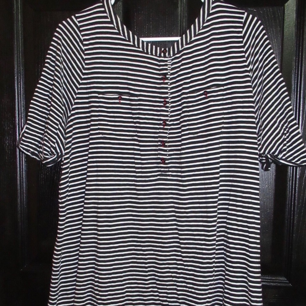 “Old Navy” Striped Dress with Red Buttons